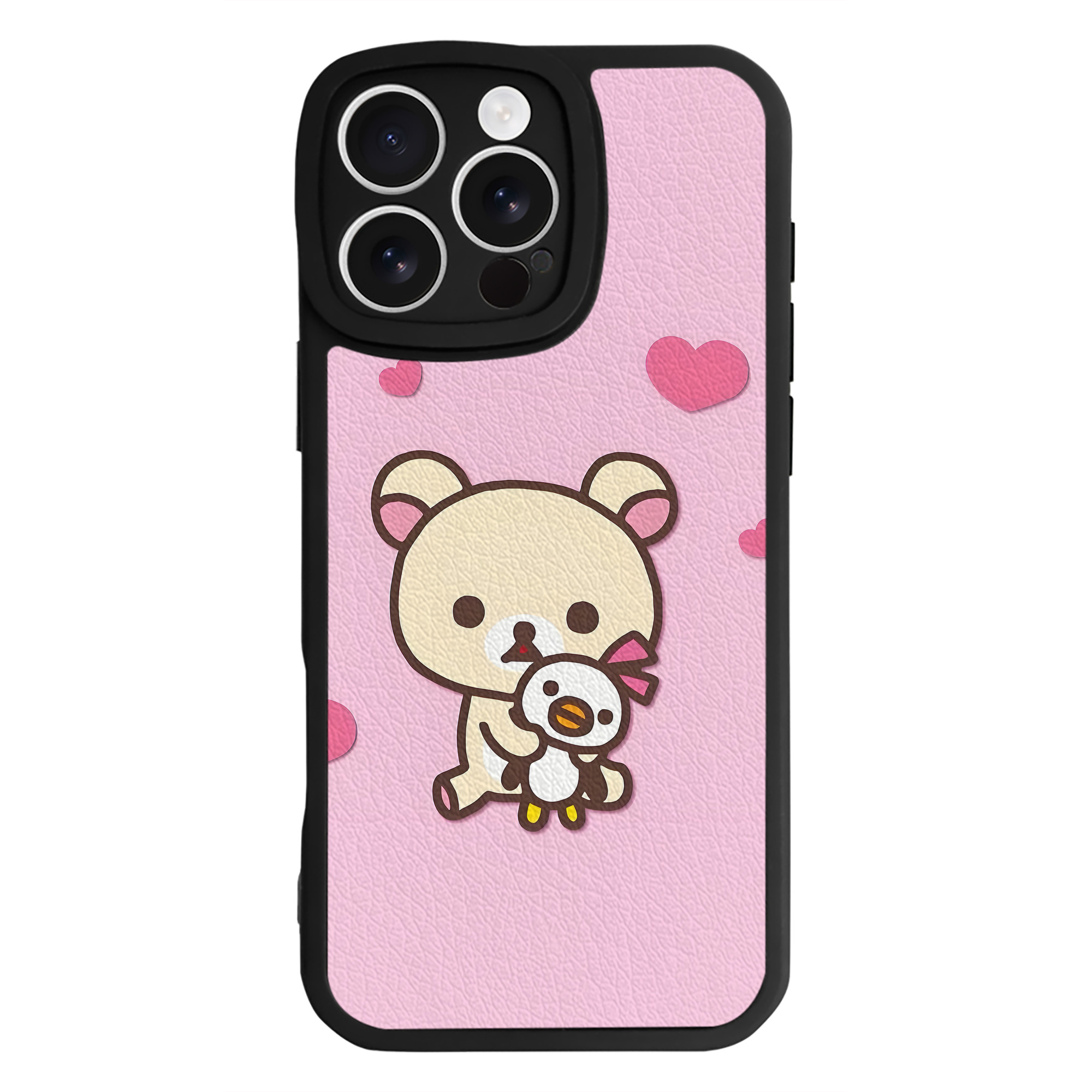 （画像用） リラックマ リラックマ キイロイトリ Rilakkuma Korilakkuma Kiiroitori 【iPhone 16シリーズ対応】シリコンスマホケース（レザー調） 材質：シリコン